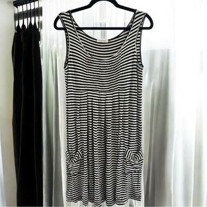 Black and White Striped Sleeveless Dress with pockets Calvin Klein size 12